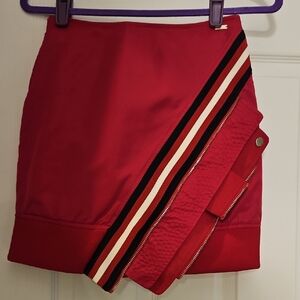 Armani Exchange Red Asymmetrical Skirt with Stripes